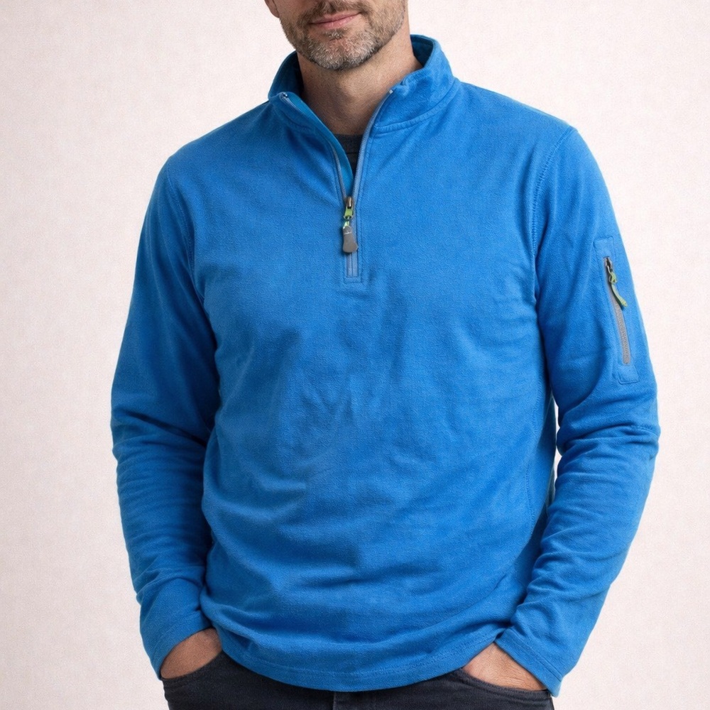 Peter Millar Element Wind Pullover Men's L Fleece Quarter Zip Blue Long Sleeve✅